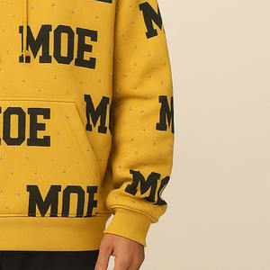 Sudaderas con Capucha Personalizadas de Moda con Estampado Completo para Hombre, Sudadera Amarilla de Forro Polar Cálido, Estilo Urbano, Diseño de Texto Personalizado, Proveedor OEM, EE. UU. - Product Image 4