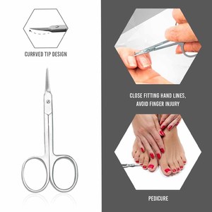 Ciseaux à cuticules en acier inoxydable, lame courbée, pour manucure, pédicure, coupe des sourcils, ciseaux de beauté - Product Image 4