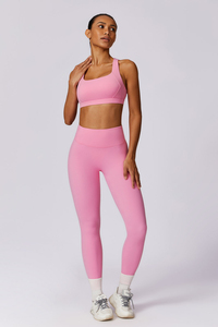 Sujetador Deportivo Rosa para Mujer, Estilo Racerback, Sin Varillas, Sin Costuras, Transpirable, de Spandex y Poliéster, para Todas las Temporadas - Product Image 4