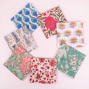 Floral Block Print Cotton <b>Bandana</b>, Handblock Printed Scarf, Lightweight Neck Tie, Eco-Friendly Summer Accessory - Product Image 3