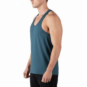 <b>Men's</b> Racerback Tank Top Solid Color Breathable Quick Dry Sporty Style Summer Training Wear <b>Men</b> <b>Singlet</b> - Product Image 4