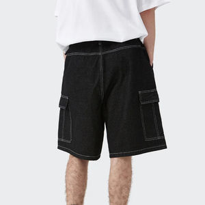 Streetwear Casual Blank Loose <b>Men</b> Jean <b>Short</b> Custom logo Contrast Stitching Solid <b>Baggy</b> Denim <b>Shorts</b> <b>Men</b> Hiphop Jorts for <b>Men</b> - Product Image 3