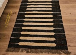 Alfombra de Lana con Patrón Abstracto, Estilo Kilim, Tejida a Mano, Antideslizante, Reversible, para Sala de Estar, Limpieza Localizada - Product Image 4