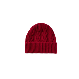 Best Quality 100% <b>Wool</b> Adjustable Cable Knit <b>Beanie</b> with Button-Unisex Solid Color Winter Warmer - Product Image 1