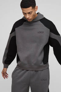 Ensemble survêtement décontracté pour homme, gris et noir, avec sweat à capuche et pantalon de jogging, coupe ample, manches longues, respirant, en polyester et coton, idéal pour l'automne - Product Image 3