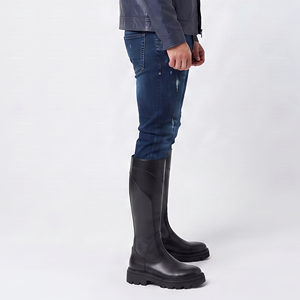 Botas de Cuero para Hombre con Cierre Lateral, Calzado Impermeable de Cuero hasta la Rodilla, Botas de Moda de Cuero hasta la Rodilla para Hombre - Product Image 4