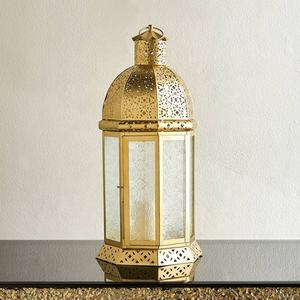 2026 Latest Hot Selling <b>Gold</b> Moroccan Floral Glass Lantern <b>Table</b> Top Candle Holder Ramadan Decorative Metal <b>Lamps</b> - Product Image 1