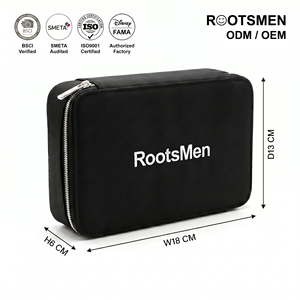 Rootsmen Custom Black Quilted Polyester Water Resistant Soft Lightweight Puffy Travel <b>Makeup</b> Bag Zipper <b>Storage</b> Women Large - Product Image 1