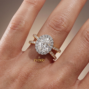 Sterling Silver Lab Grown Diamond Oval Cut Halo Engagement <b>Ring</b> <b>Split</b> Shank Pave Set Bridal Wedding Party <b>Ring</b> High Quality - Product Image 4