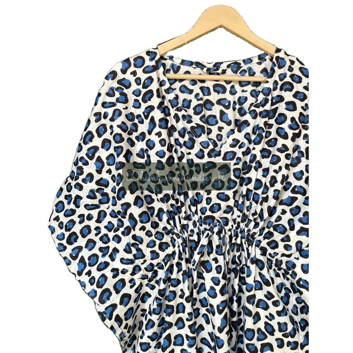 Venta al por mayor estampado de leopardo algodón Kaftan indio Maxi Caftan para el verano Casual Wear Beach-to-Street estilo vestido largo ropa de dormir