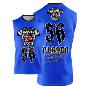 เสื้อแข่ง 7v7 แบบสั่งทำพิเศษ ผ้าสแปนเด็กซ์/โพลีเอสเตอร์ สีน้ำเงิน แขนกุด ระบายเหงื่อ ป้องกันแบคทีเรีย สำหรับเด็ก ยูนิเซ็กซ์ - Product Image 4