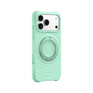 Newest Korean Style Wave Pattern Liquid Silicone Shockproof Mobile Phone Cases for 14 15 16 17 Pro Max Magnetic Bracket - Product Image 5