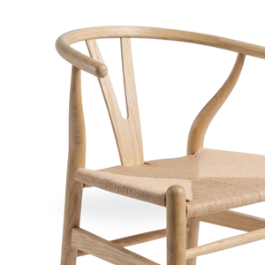 Chaise de salle à manger minimaliste en bois massif avec assise en corde, écologique et durable, pour appartement, maison, salle à manger, restaurant, hôtel - Product Image 4