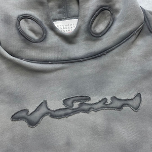 Pullover <b>Cropped</b> Hoodie <b>Men</b> Oversized Boxy Fit Long Sleeve Casual Cotton Sweatshirt Streetwear Fashion <b>Top</b> - Product Image 5