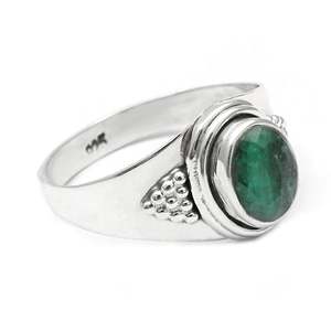 Classical Bohemian Style 925 Sterling <b>Silver</b> <b>Ring</b> Comes With Oval Cut <b>Emerald</b> Gemstone Handmade Unisex <b>Ring</b> At Lowest Price - Product Image 1