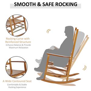 Sedia a dondolo in legno naturale per esterni, giardino, patio, balcone, portico, con schienale alto e braccioli, pieghevole, per cortile e spiaggia - Product Image 4