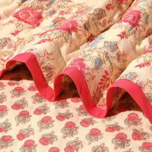 Manta Acolchada de Lujo de Alta Calidad para Invierno, con Estampado Floral Hecho a Mano, Ecológica, Reversible, Rosa, 100% Pura, para Sofá o Cama - Product Image 6