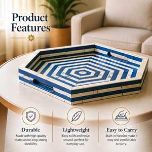 Plateau Organisateur Rond Haut de Gamme en Os Incrusté, avec Motifs Floraux Artisanaux Complexes pour une Présentation Élégante à la Maison - Product Image 5