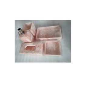 Juego de Baño Redondo Portátil Moderno de Tres Piezas de Resina Acrílica Azul Cielo de Lujo de ILAHI con Diseño Floral Uttar Pradesh - Product Image 6