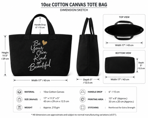 AMANI กระเป๋าผ้าแคนวาสพิมพ์ลาย Be Your Own Kind of Beautiful พร้อมสายสะพายสำหรับผู้หญิง ใช้สำหรับเดินทางและช้อปปิ้ง - Product Image 2