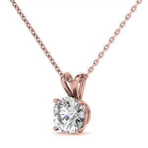 Colgante clásico de diamante redondo brillante cultivado en laboratorio con engaste de 4 puntas, colgante de oro de 18k para mujeres y niñas. - Product Image 4