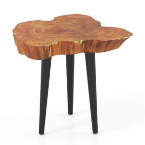 Solid Teak Wood End Table Brown Outdoor Furniture - Product Image 1