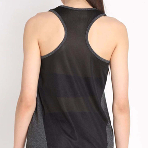 Débardeur en tricot gris à col rond pour femme, couleur unie, respirant, sportif, sans manches, longueur normale - Product Image 2
