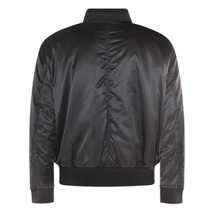 Veste en satin pour homme de bonne qualité, couleur noire, poignets élastiques, coupe ajustée, unie, veste varsity en satin pour femme - Product Image 2