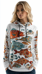 Haut à capuche unisexe pour hommes et femmes, col en V, imprimé par sublimation, pour la pêche, les activités de plein air, la plage et la natation - Product Image 5