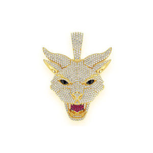 Collier Hip Hop en Argent 925 de Haute Qualité avec Pendentif Chat Personnalisé Plaqué Or Jaune et Diamants de Laboratoire, Breloques Glacées, Pièce Unisexe - Product Image 1