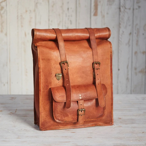 Genuine <b>Leather</b> Roll Top <b>Backpack</b> Vintage Style Durable Softback with Buckle Closure Unisex <b>Laptop</b> Compartment 20-39Litre Should - Product Image 6