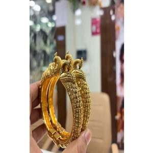 Classy Premium Quality Brass Gold Plated Moissanite Two Set Of Fashion Bangles For Women Wedding Wear Collection - Product Image 1