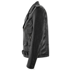 Chaqueta de Cuero con Grabado de Cocodrilo de Alta Calidad, Chaqueta de Motero de Cuero Genuino, Ropa Exterior de Lujo para Hombre, Hecha a Medida, Venta al Por Mayor - Product Image 3