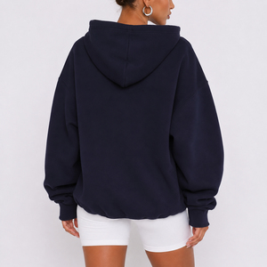 Sudadera con capucha oversize de moda para mujer 2026, jersey básico de color liso, top holgado, sudadera con capucha negra al por mayor - Product Image 6
