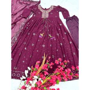Designer <b>Indian</b> & <b>Pakistani</b> <b>Clothing</b> Elegant Party Wear Anarkali Gown with Dupatta and Pent for Special Occasions - Product Image 5