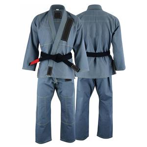 Conjunto de Kimono Azul para BJJ, Unisex, para Adultos, de Algodón Elástico, Transpirable y Ligero, para Artes Marciales, con Cinturón Negro con Punta Roja - Product Image 3