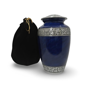 Blue Aluminum Cremation Urn Metal <b>Memorial</b> Ashes Casket Custom Decorative Adult Burial <b>Keepsake</b> with Velvet Bag - Product Image 1