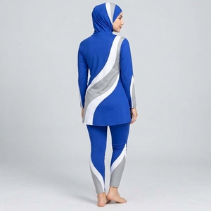 Ensemble Burkini 3 Pièces Modeste Grande Taille Imperméable Anti-Plis à Motif Imprimé sur le Devant Séchage Rapide - Product Image 5