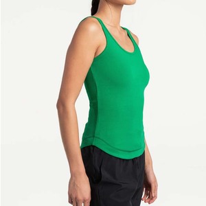 Women's Green Sleeveless Tank <b>Top</b> Scoop Neck Solid Color Breathable Knitted Casual Wear - Product Image 2
