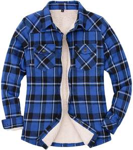 เสื้อแจ็คเก็ตผ้าสักหลาดบุผ้านวมแบบหนา แขนยาว อุ่นสบาย ระบายอากาศได้ดี ลายสก็อต สำหรับผู้ชาย - Product Image 1