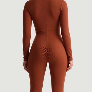Mono deportivo personalizado de una pieza sin espalda, transpirable, con cremallera frontal, para gimnasio, fitness, yoga, para mujer - Product Image 2