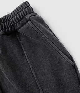 Loose Formal High Waist Sweatpants Trouser Pants in Acid Wash Dark Gray 100% Cotton No Prints/Text Everyday Wear bangladesh - Product Image 3