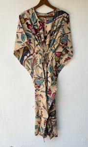 Nouvelle Robe de Nuit Femme Évasée Imprimé Animal en Coton Doux Indien, Longueur Genou, Style Kaftan, avec Dentelle, pour Plage ou Cadeau Demoiselle d'honneur - Product Image 3