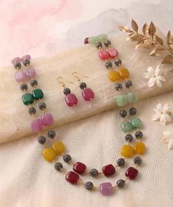 Collar y conjunto de aretes de perlas indias, joyería bohemia para mujer, regalo, conjuntos de joyería de moda. - Product Image 3
