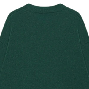 Cardigan en tricot vert forêt pour homme avec broderie, col en V boutonné, doux et chaud, style décontracté streetwear - Product Image 4