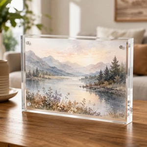 Cadre photo rectangulaire en acrylique transparent 4 couleurs, impression UV, incassable, étanche, sur pied, horizontal, pour table, moderne - Product Image 4