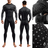 Pinco Sports – Débardeur de compression pour hommes adultes, motif géométrique diamanté avec strass – Anti-bactérien, respirant, séchage rapide