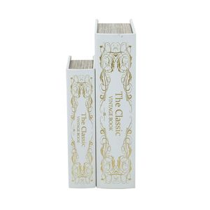 Set di 2 Scatole Decorative per Libri con Motivo Floreale Bianco e Oro, L 7x3x10.5" S 5x2x8.3", Contenitori per Oggetti - Product Image 5