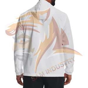 Vestes coupe-vent à capuche pour hommes, style tendance, logo personnalisé sur le devant, écologiques, respirantes, faible MOQ - Product Image 2