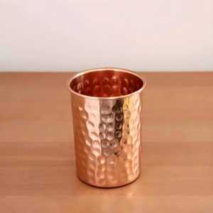Verre à eau en cuivre pur martelé, écologique, pour Moscow Mule, avec paille, vaisselle ayurvédique pour boissons santé - Product Image 1